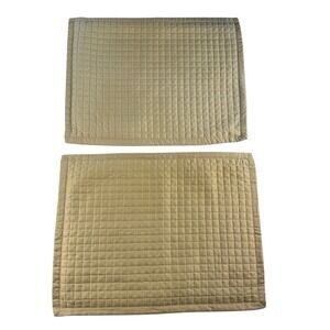 Waterford 22x28 Pillow Sham Set 2 Quilted Grid Zipper Gold Champagne Fine Linens